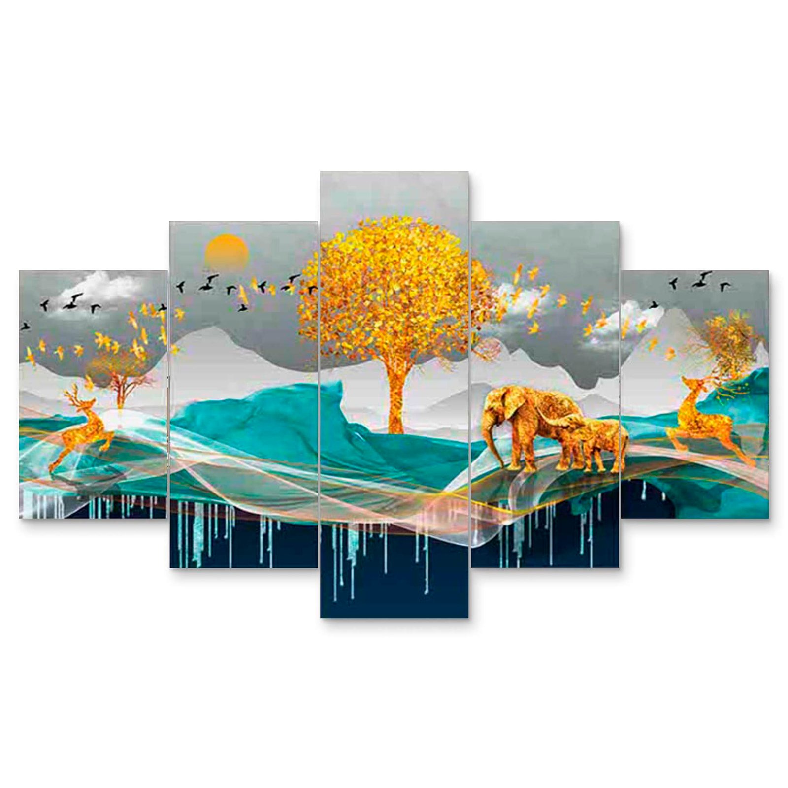 5-Piece Wall Painting Set – 17X30-D4 - Image 3