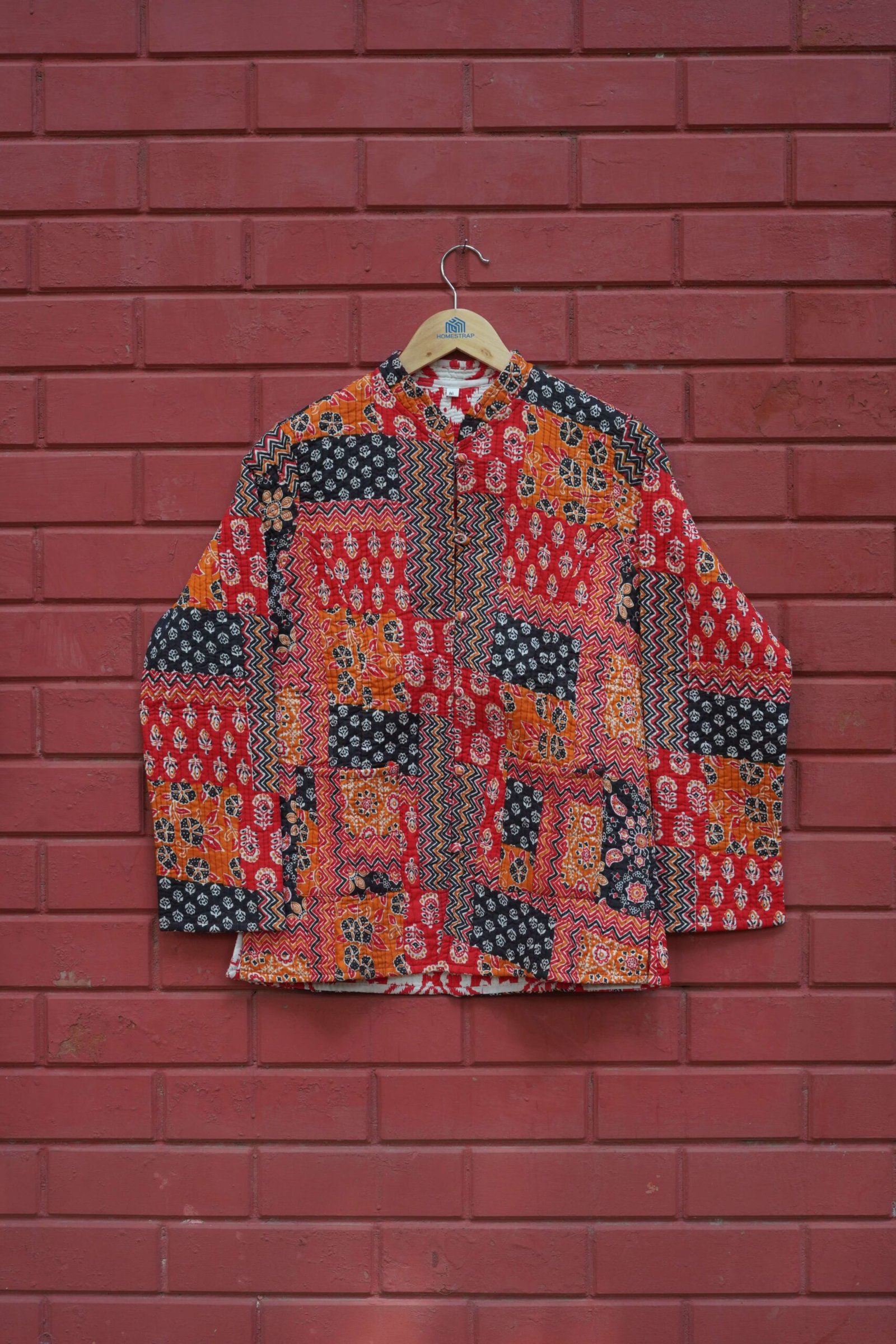 Womens Red Velvet Embroidered Jacket with Floral Design – Design 1