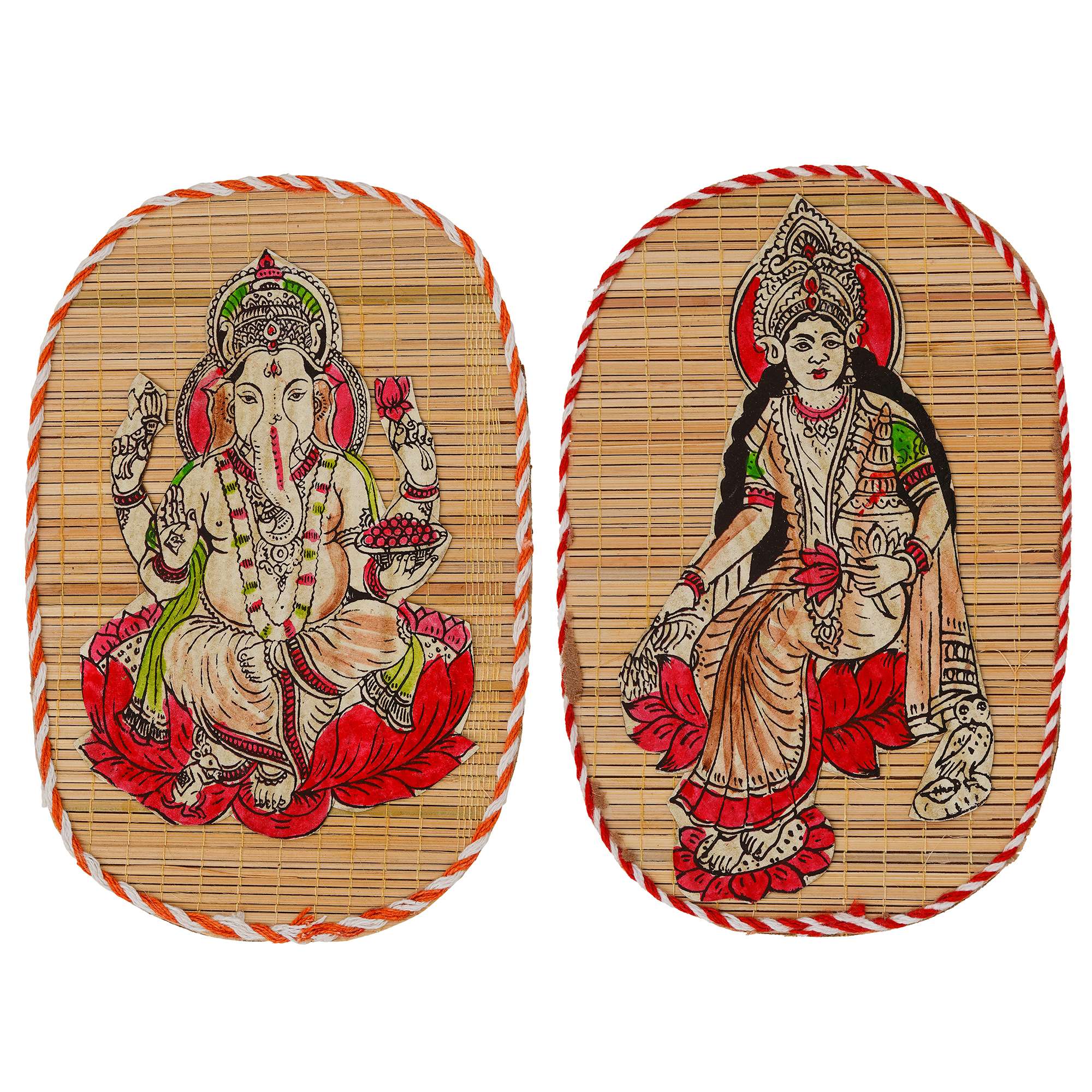 Bamboo Hand Crafted Wall Hangings Of Ganesh Ji And Laxmi Ji For Home Decor 2 Bamboo Hand Crafted Wall Hangings Of Ganesh Ji And Laxmi Ji For Home Decor - Image 2