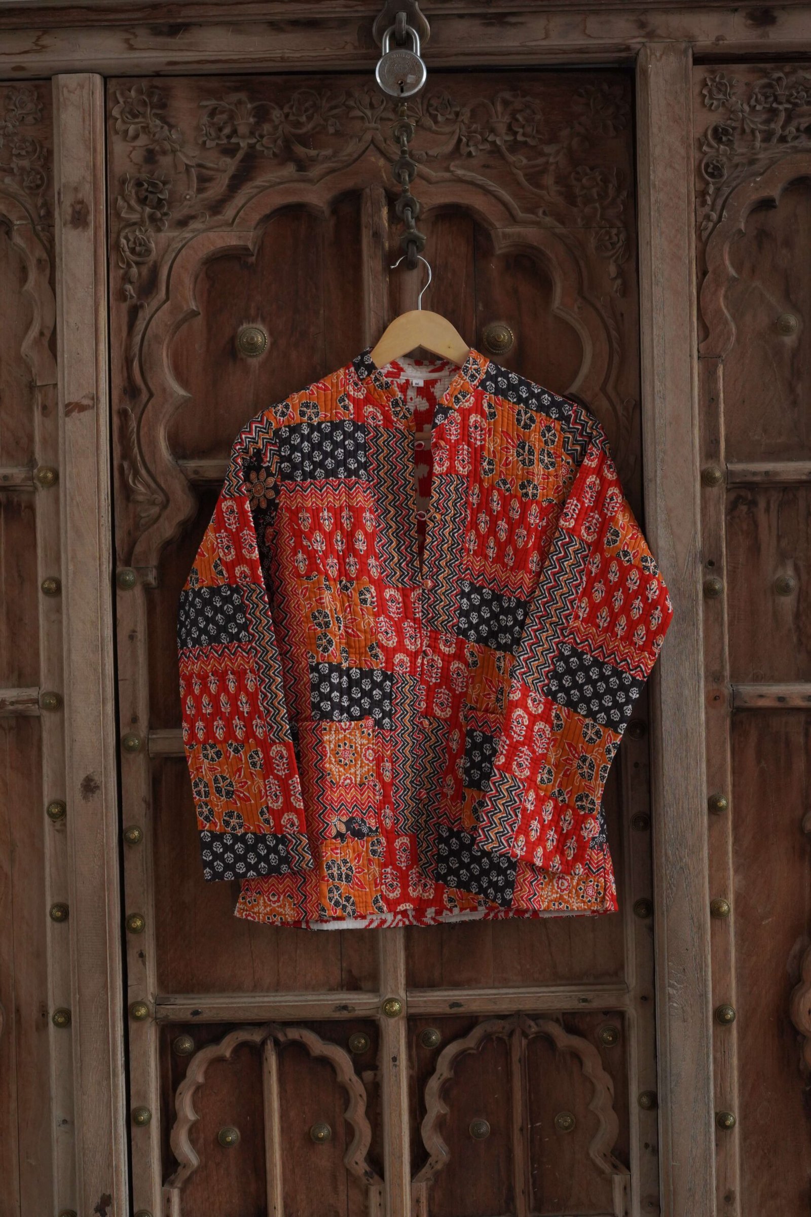 Womens Red Velvet Embroidered Jacket with Floral Design – Design 1 - Image 6