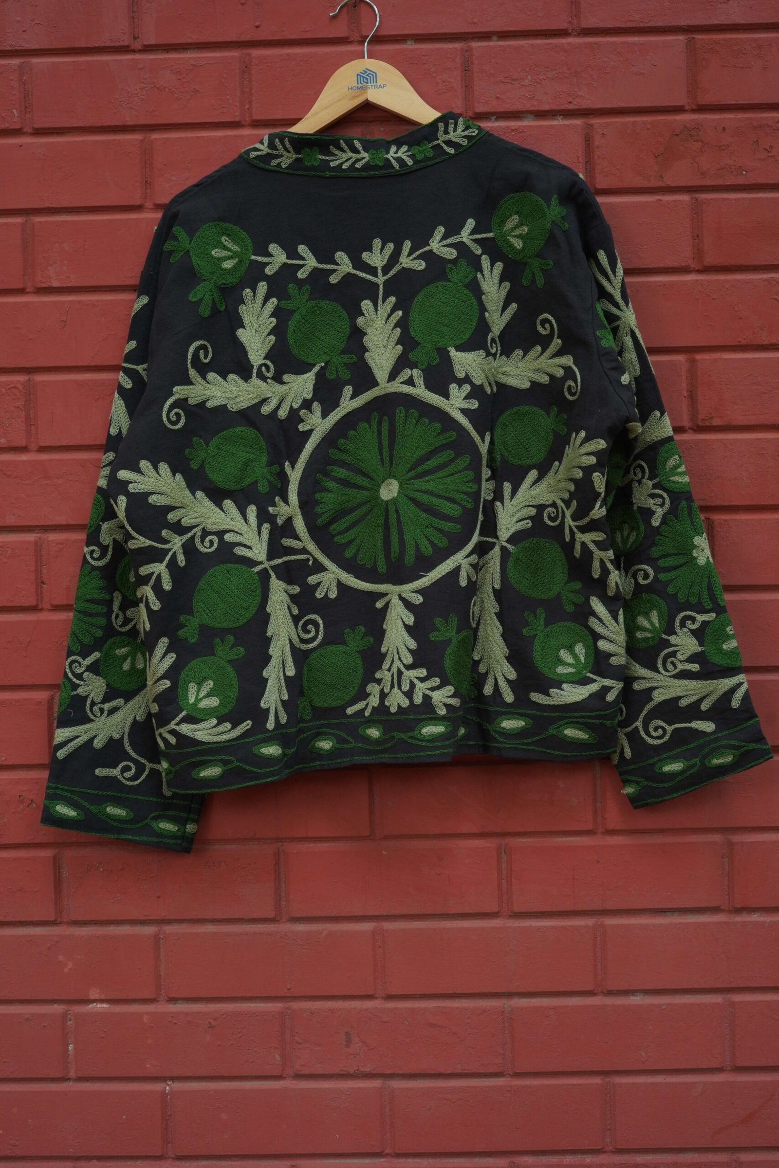 Womens Black Velvet Embroidered Jacket with Floral Design – Design 1 - Image 7