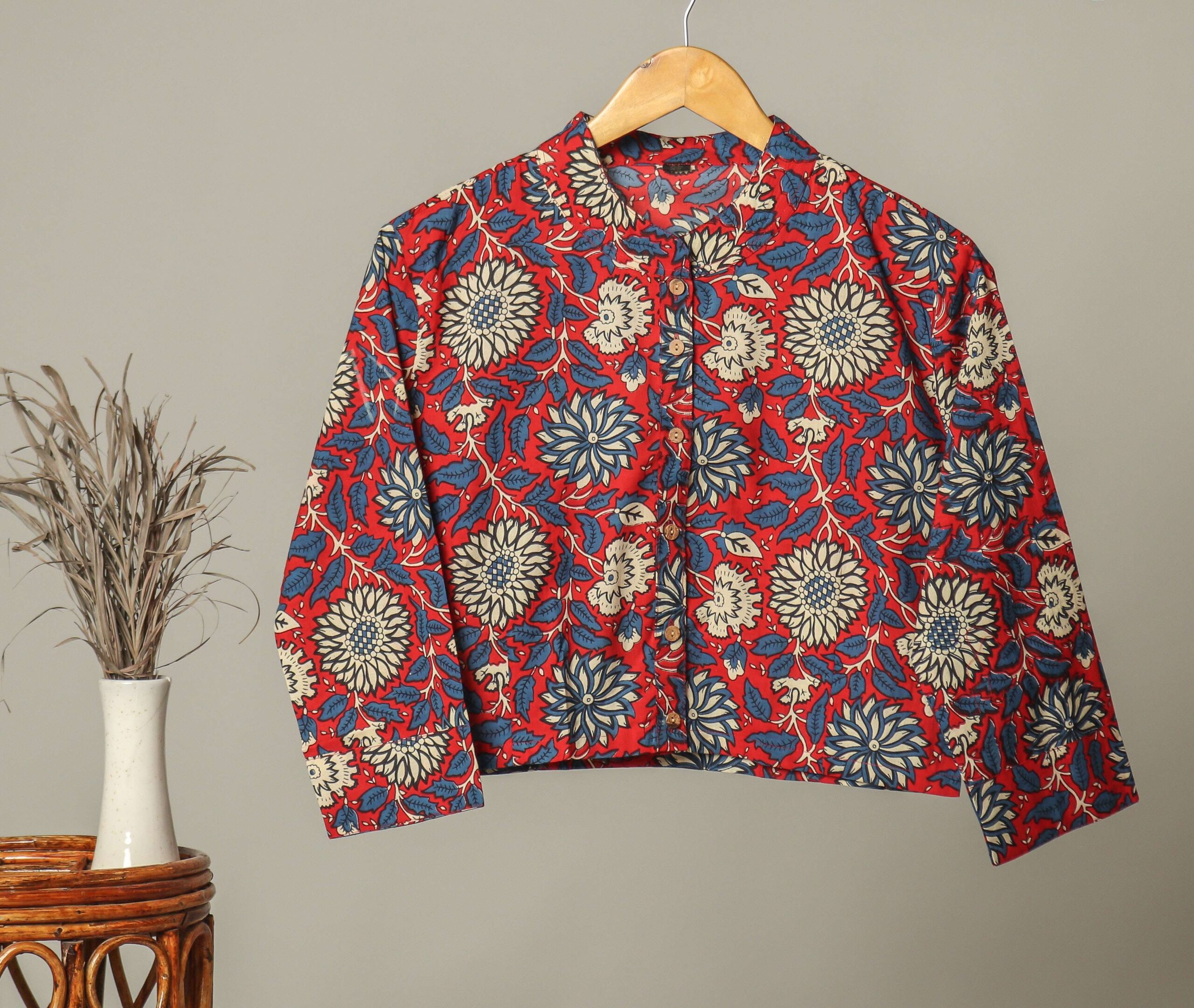Handmade Block Print Cotton for Women ? Ethnic Floral Printed Top with Long Sleeves 1 Handmade Block Print Cotton for Women ? Ethnic Floral Printed Top with Long Sleeves