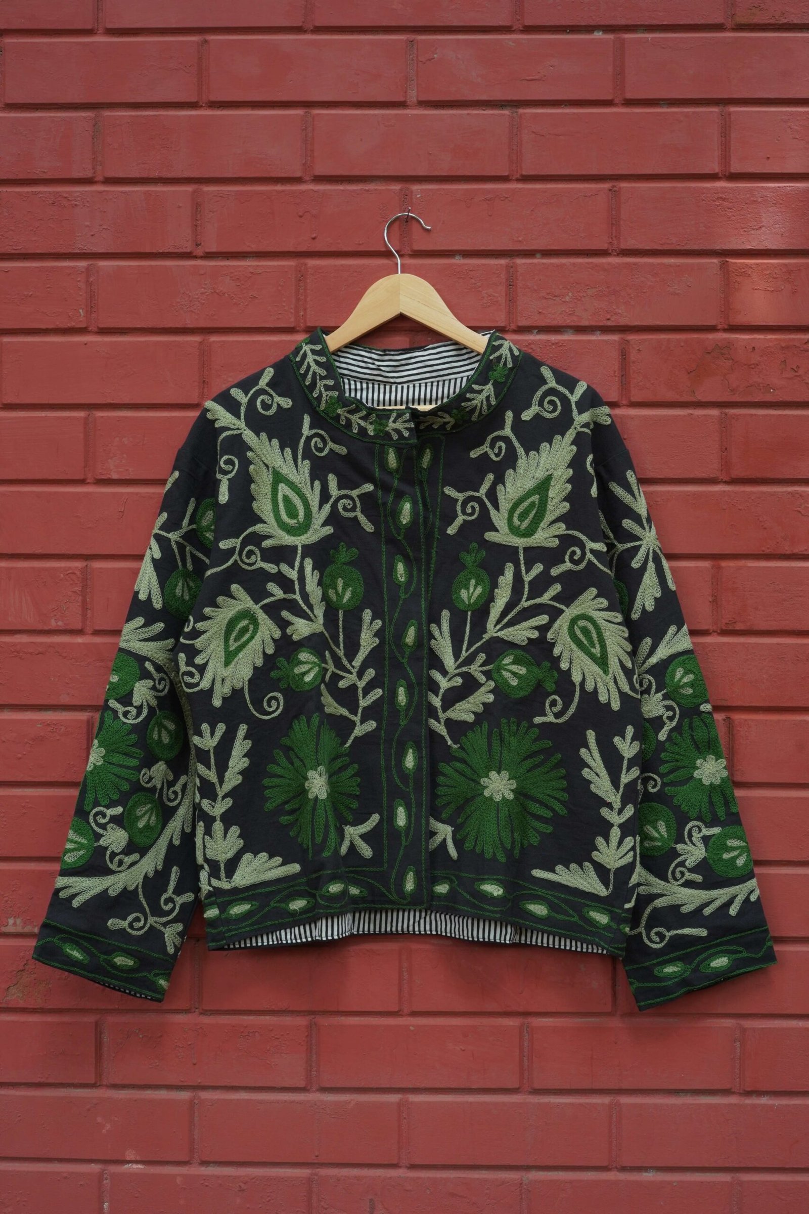 Womens Black Velvet Embroidered Jacket with Floral Design – Design 1 - Image 8