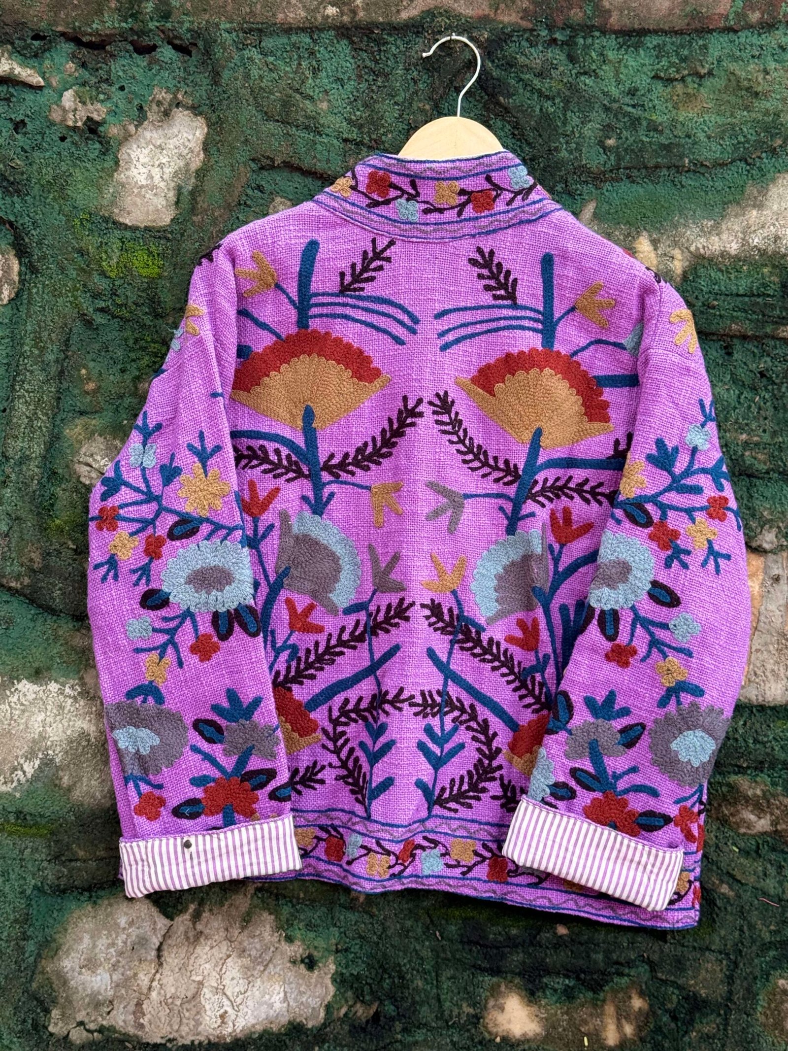 Womens Purple Velvet Embroidered Jacket with Floral Design – Design 1 - Image 2