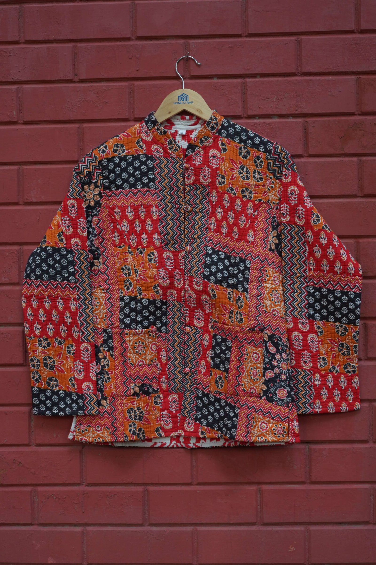 Womens Red Velvet Embroidered Jacket with Floral Design – Design 1 - Image 7